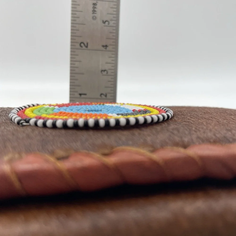 Vintage Native American Womens‎ Wallet Handmade Cowhide Beaded Vegetable Dyed